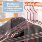 20 Pack Rose Gold Metal Hangers with Notches for Standard Suits Hangers for Shirts, Coats, Pants, Heavy-Duty & Space-Saving