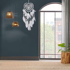 Dream Catcher,Lovely Heart Shape Dreamcatcher Handmade Lace Dream Catcher Feather Bead Wall Hanging Boho Woven Art Ornament Gift Craft Dreamcatcher Wind Chimes for Home Children Bedroom Decor (White)
