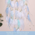 Pretty Jolly White Tree of Life Dream Catcher Wall Decor with Luminous Beads Handmade Crystal Stones Dreamcatchers Wall Hanging with Small Butterfly Pendant for Bedroom Wedding Party Wish Gift