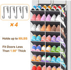 20-30 Pairs Over the Door Shoe Organizer, Clear Pockets Hanging Shoe Storage for Closet, 10-Tier Door Shoes Rack, Handing Shoes Holder Fit All the Family's Sneakers, Boots, Heels, Dark Grey