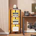 TUTOTAK Corner Shelf, 4-Tier Corner Bookshelf for Small Space, Narrow Display Corner Shelf Stand with Storage Rack, for Living Room, Bedroom, Rustic Brown BS08BB004L