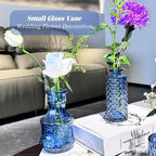 24PCS Mini Bud Vases As Wedding Centerpieces for Tables,Clear Bud Vases for Flowers,Small Flower Vases Suitable for Birthday Party,Anniversary,Wedding Reception,Baby Shower (Blue, 24PCS)