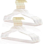VSV stoage Clear Clothes Hangers 16", 40 Pack Plastic Coat Hanger for Adult Closet, Bling Thin Hangers with Swivel Gold Hook, Notched Shoulders Perchas - Clothing Rack for Bridesmaid Dresses