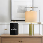 G-SAFAVA 20.25" Small Single Table Lamp for Bedroom Modern Ceramic Nightstand Lamp Farmhouse Bedside Lamp Boho Living Room End Side Table Lamp, Green