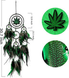 Dream Catchers, Green Leaf Weed Dreamcatcher Wall Hanging Ornament for Bedroom Living Room Apartment Wedding Party Decor, Festival Blessing Gift (Leaf-L)