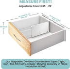 RAPTUROUS Adjustable Drawer Dividers, 8" Tall, Expandable 13.35-22", 6-Pack, Non-Slip for Deep Drawers in Kitchen, Bedroom, and Closet (White)