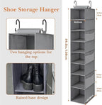 VERONLY Hanging Shoe Organizer for Closet,8-Shelf Hanging Storage with Side Mesh Pockets,Wider Shelves for Baseball Caps,Clothes (9" W × 11.8" D × 54" H) Grey