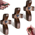 Cross My Heart,Wooden Cross Fidget,Encouragement Gift Stress Relief,Prayer Cross for Hand,Pocket Cross Christian Gifts for Women and Adults(Black 3Pcs