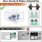 10 Pack Thicken Shoe Organizer Stackable,Upgraded Sturdy Shoe Storage Box with Magnetic Door,Shoe Containers For Sneaker Display,Hat Organizer,White