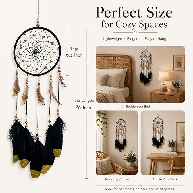 Dream Catchers Handmade Feather Native Home Wall Decoration Black