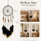 Dream Catchers Handmade Feather Native Home Wall Decoration Black