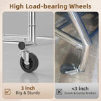 EAGMAK Heavy Duty Clothes Rack Load 556 LBS, Rolling Clothing Rack With Shelves, Height Adjustable Metal Clothes Hanger with Wheels Portable Wardrobe Organizer Garment Rod for Hanging Clothes (Silver)