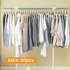 LiaMeE Adjustable Clothing Rack for Hanging Clothes, Heavy Duty Garment Rack with Wheels，Free Standing Rolling Clothes Rack with Shelf & Grid, Easy Assembly Standard Rod, White & Chrome