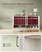 VASAGLE LIRY Collection - Shoe Cabinet, 3-Tier Storage Organizer, Shoe Shelf, Farmhouse Freestanding Cabinet, Height-Adjustable Shelf, 13.8 x 47.2 x 27.6 Inches, Rustic White ULBC039W01