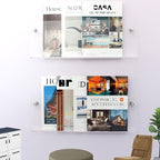 2 Pack Clear Acrylic Magazine Holder, Wall Mount Hanging Bookshelf Literature Storage Rack, Brochure File Display Shelf for Waiting Room, Living Room, Office, Home