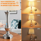 Seealle Upgraded Touch Lamps for Night Stands Set of 2 - Bedside Lamps with USB C+A, 3 Way Dimmable for Bedroom Living Room End Tables Office (Weaving White&Silver)
