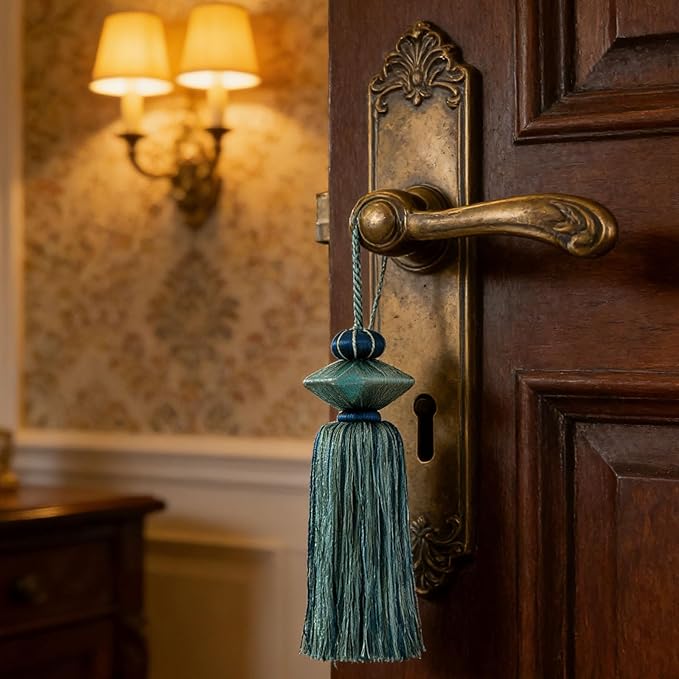 2 Pcs Decorative Tassels for Home Decor, Elegant Lamp Tassels & Door Tassels, Soft Silk-Look Hanging Tassel Accent for Table Lamps, Cabinets & Interior Styling, 4.3 Inch Tassel Ornament (Gold)
