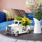 Vintage Truck with Artificial Flowers Farmhouses Tiered Tray Decors Table Centerpieces Minis Diecast Trucks Decorations Farm Pickup with Flower