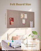 48 x 32 inches Large Bulletin Board, Decorative Felt Pin Board, 0.35“ Thick Foldable Photo Display Board with Self-Adhesive Tape, Vision Board for School Home Kitchen Office Walls - Camel