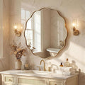 ANDY STAR Brushed Gold Round Wall Mirror 36 Inch, Brass Round Bathroom Mirrors for Over Sink, Anti-Rust Brass Circle Frame for Bathroom, Entryway