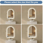 Sweetcrispy 24“ x 32” LED Bathroom Backlit Mirror with Lights, Arched Vanity Mirror with Anti-Fog, Dimmable, 3-Color Light, Memory Function, Tempered Glass