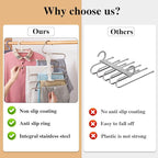 Kalimdor Pants Hangers 2 Pack Space Saving Metal Closet Organizer,Clothes Pants Hangers,Anti-Slip Design,Closet Organizers and Storage for Pants Jeans Skirts Scarf Legging