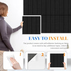 DOLLAR BOSS Felt Cork Board Tiles, 6 Packs 12" x 12" 1/2" Thick Bulletin Board Adhesive Acoustic Panels Soundproof Corkboards for Walls with 60 Pushpins for Home Office Kitchen School, Black Stripe