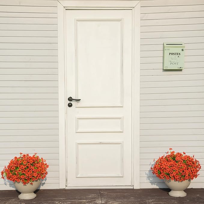 16 Bundles Artificial Fall Flowers for Outdoor Realistic Faux Flower Garden Home Decoration, Hanging Autumn Fall Decor Daisy with Eucalyptus Leaves Fake Plants Greenery Porch Patio Front Door Decors