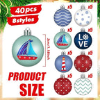 HyDren 40 Pcs Nautical Ornaments 1.2 Inch Summer Tree Decorations Anchor Sea Life Nautical Hanging Decorations Beach Tree Ornaments for Coastal Home Office Party Decor Gift