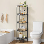 Tajsoon Corner Shelf Stand, 5 Tier Industrial Corner Shelves, Multipurpose Standing Display Shelf, Corner Shelving Unit for Bedroom, Living Room, Office, Kitchen, Black
