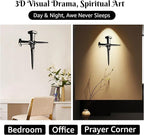 WAKOSAN Black Metal Cross Wall Decor - Two Nails Crosses Design, Hollow Out Artistic Hanging Ornament for Home Church Decoration（12.6"x16.5"） (Nails Cross)