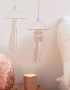 IOWER Boho Wall Decor Macrame Wall Hanging Bohemian Bedroom Wall Art Bathroom Decor Kitchen Tassel Home Wall Aesthetic Christmas Gifts 2 Pcs