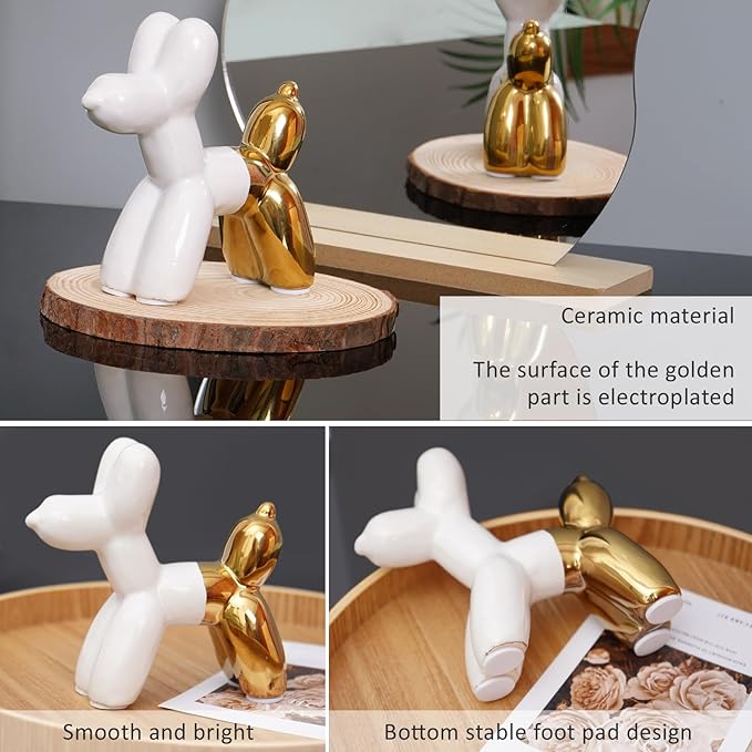 Notakia Cute Ceramics Balloon Dog Statue Crafts Living Room Desktop Decorations,Handmade Modern Small Ceramic Animal Statue Ornament Home Decor Accents