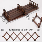 Hat Rack for Wall, Expandable Wall Hat Holder with 16 Hooks, 16 inch Wooden Wall Hook for Baseball Caps,Cowboy, Bag,Hoodie(Brown)