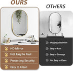 Gold Oval Mirror, 24"x36" Oval Bathroom Mirror, Vanity Mirror with Brushed Metal Frame, Wall Mount Mirrors Decor for Bathroom, Bedroom, Entryway, Living Room(Hangs Horizontally or Vertically)