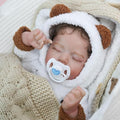 KSBD Realistic Reborn Baby Doll - 20 Inch Lifelike Reborn Baby Boy with Rooted Hair in Bear Onesie, Handmade Gift for Kids and Collectors