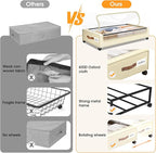 Under Bed Storage with Wheels 1Pack Underbed Storage with Clear Window&Label Under Bed Drawers Large Capacity Rolling Under Bed Storage for Clothes,Shoes, Blankets (Beige)
