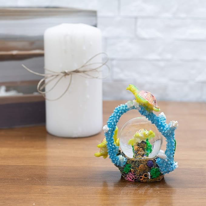 Elanze Designs Swimming Sea Turtle Friends Magical Whimsical Tabletop Dresser Nightstand Figurine Miniature 45MM Sturdy Polyresin Glitter Water Snow Globe Decoration