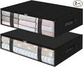 StorageRight Under Bed Storage Bags 2 Pack, 40L Large Clothes & Comforter Storage Containers with Clear Window, Breathable Fabric Organizer for Blankets, Bedding, Seasonal Clothing, Black