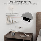 JJL Corner Shelf Wall Mounted, 12 Inches 2-Tier Floating Corner Shelf, Hexagon Rustic Wood Decor with Fence, White Floating Shelves for Apartment Bedroom Kitchen Bathroom