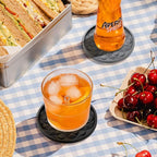 ME.FAN Silicone Coasters with Holder,[6 Pack] Drinking Coasters - Cup Mat for Hot or Cold Drinks, Thickened, Non-Slip, Non-stick,Deep Tray Olive Green