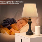 Seealle Touch Lamps for Nightstand - Bedside Lamps Set of 2, 3 Way Dimmable, USB C+A for Bedroom & End Tables (LED Bulbs Included)