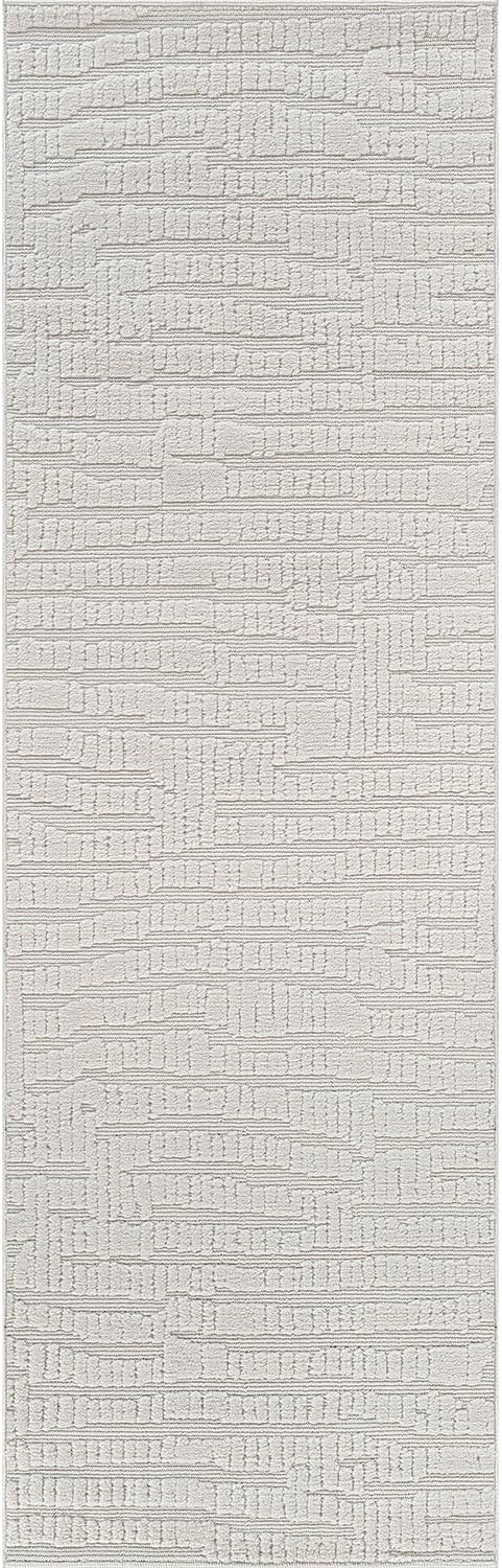 Modern Micro Loop Indoor Runner Rugs for Living Room Bedroom Kitchen Geometric Pebble White 2x7 Luxury Durable Low and High Pile Non-Shedding Stain Resistant Soft Area Carpet 2 x 7