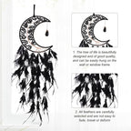 PATIKIL Crystal Life of Tree Dream Catchers, 28 Inch Feather Handmade Moon Dream Catchers with Gemstone Agate Stone Wall Hangings Decor for Home Wedding Bedroom Living Room, Black White