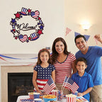Bucherry 250th Anniversary Patriotic Metal Wreath for Front Door 12 Inch 4th of July Red White Blue Star Welcome Sign 1776-2026 Americana Independence Day Hanging Decor Vintage Rustic Porch Outdoor
