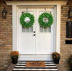 U'Artlines 17inch Front Door Wreaths Artificial Spring Summer Greenery Hanging Garland for Home Wedding Wall Window Decoration (17'inch Boxwood,1)