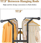 Heavy Duty Clothes Rack Rolling Clothes Rack 3 Rods Clothing Rack 450lbs Capacity 51"-71" L X 19.7" D X 73-79" H Adjustable Rolling Garment Rack