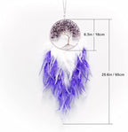 Dream Catchers, Purple Dream Catcher Tree of Life Wall Decor, with Natural Healing Crystal Stone, Perfect Handmade Dreamlike Crystal Dream Catcher for Bedroom Art Craft Gift