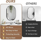 Black Oval Mirror, 22"x30" Oval Bathroom Mirror, Vanity Mirror with Brushed Metal Frame, Wall Mount Mirrors Decor for Bathroom, Bedroom, Entryway, Living Room(Hangs Horizontally or Vertically)