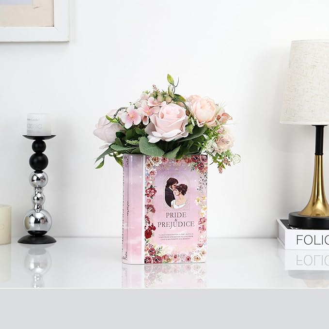 Ceramic Book Vase, Book Vase for Flowers, Book Flower Vases, Ceramic Book Shaped Vase, Unique Ceramic Vases for Home, Office, Bedroom, Living Room, Dining Table